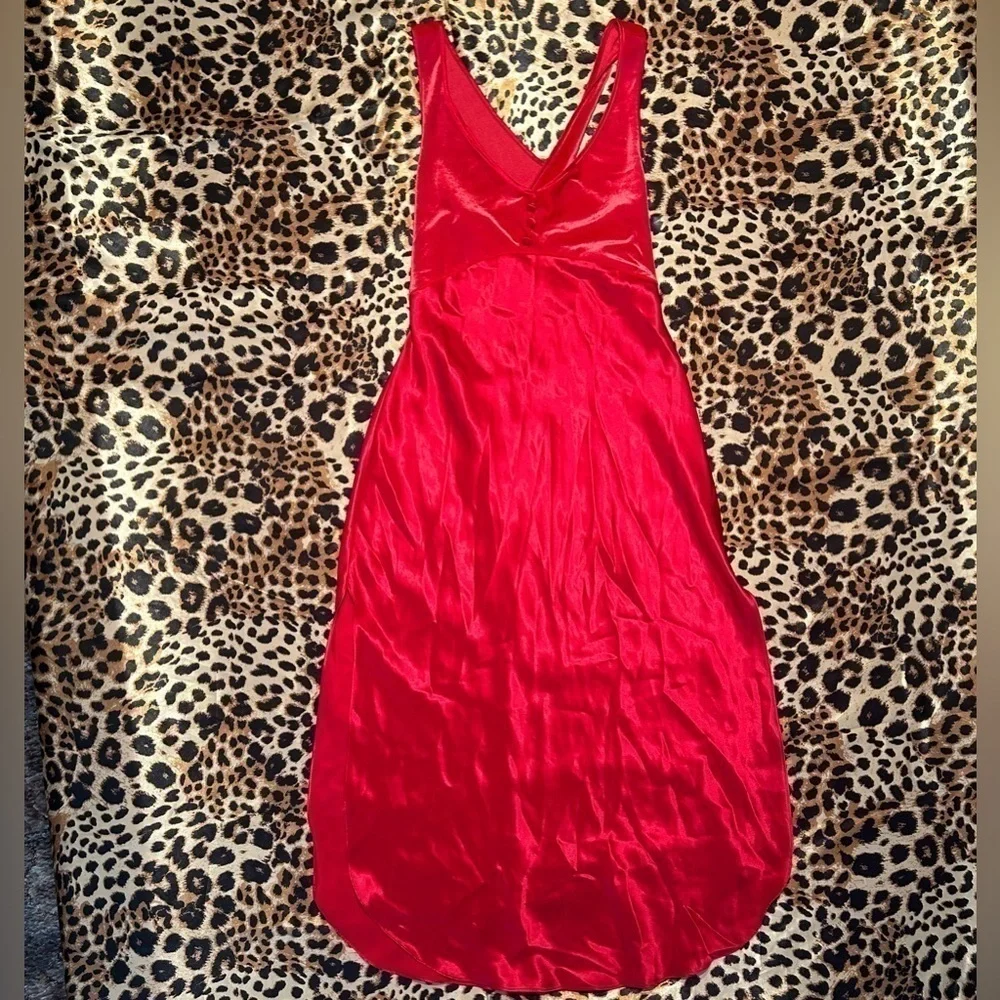 Vintage California Dynasty Red Velvet & Satin Slip Dress - Picture 2 of 10